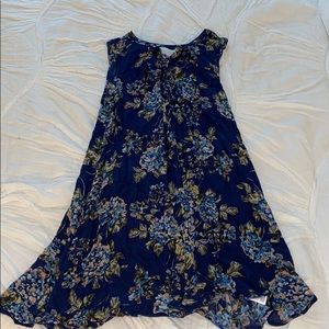 Navy blue floral mini dress